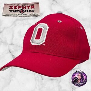 Zephyr Ohio State Buckeyes Fitted Hat Size 7 Red 100% Wool Embroidered NCAA Cap